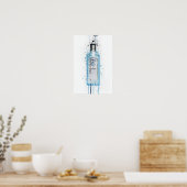 Gin Fles Muur Kunstprint 'Ocean Blue' Poster (Keuken)