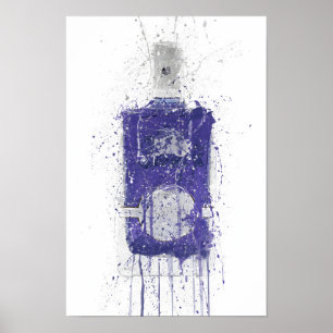 Gin Fles Muur Kunstprint 'Periwinkle Poster