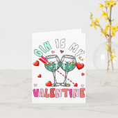 Gin Is My Valentine Hearts Matching Drinker Family Kaart (Gele Bloem)
