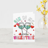 Gin Is My Valentine Hearts Matching Drinker Family Kaart (Gele Bloem)