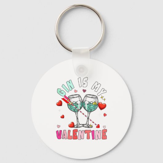 Gin Is My Valentine Hearts Matching Drinker Family Sleutelhanger (Voorkant)