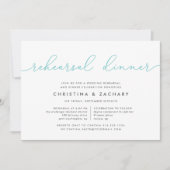 Gin Lane Rehearsal Dinner Invitation | Aqua Kaart (Voorkant)