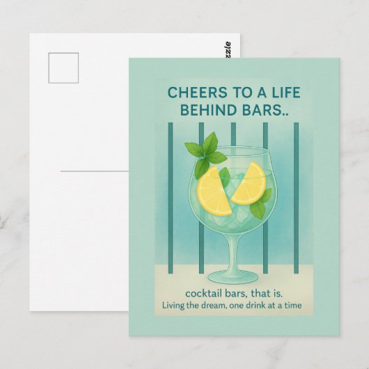 Gin Lover Card | Cheers Cocktail Humorous Briefkaart (Voorkant / Achterkant)