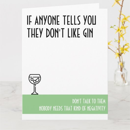 Gin Lover's Grote Groene Dag Kaart (Gele Bloem)