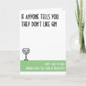 Gin Lover's standaard groene dag Kaart (Voorkant)