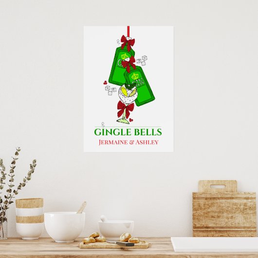 Gin Martini Cocktail Drinker Funny Kerstmis Poster (Keuken)