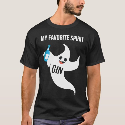 Gin My Favorite Spirit  Halloween Drinking Costume T-shirt (Voorkant)