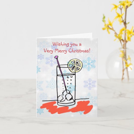 Gin Sling Vrolijk Kerstfeest Kaart (Gele Bloem)