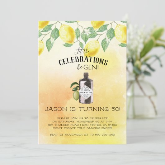 Gin Threspect Birthday Party Kaart (Staand voorkant)