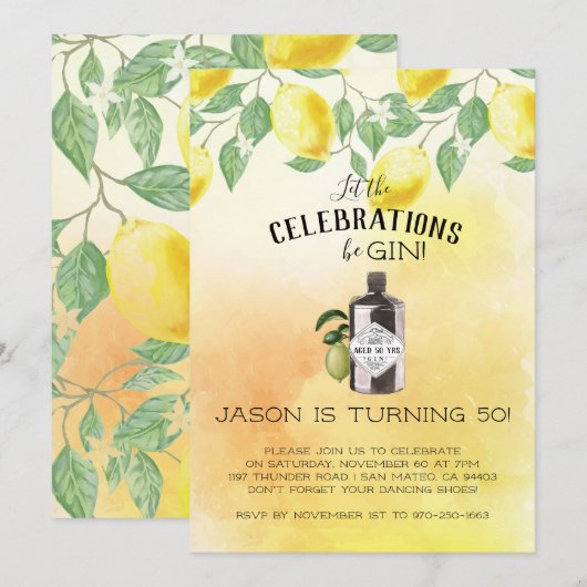 Gin Threspect Birthday Party Kaart (Voorkant / Achterkant)