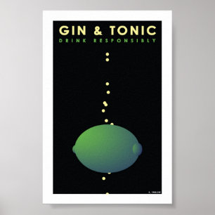 Gin & Tonic (4-inch x 6-inch kaart) Poster