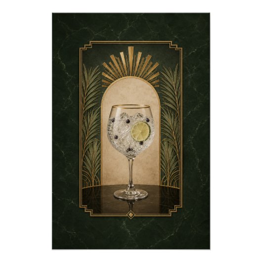 Gin & Tonic Art Deco Poster | Bar Kunst (Voorkant)