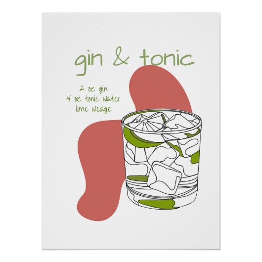 Gin & Tonic Art Print - Moderne Drink kunst Perfect Poster (Voorkant)