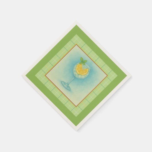 Gin & Tonic Cocktail Napkin – Mint Plaid Servet (Hoek)