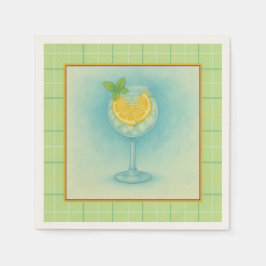 Gin & Tonic Cocktail Servet – Mint Plaid