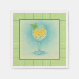 Gin & Tonic Cocktail Servet – Mint Plaid