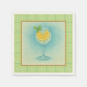 Gin & Tonic Cocktail  – Waterverf van citroen en m Servet