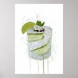 Gin & Tonic 'Komkommer en Limoen'  Poster