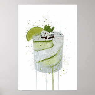 Gin & Tonic 'Komkommer en Limoen' Poster