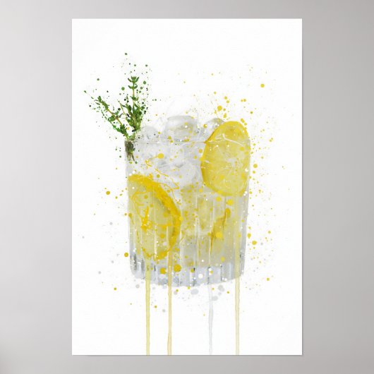 Gin & Tonic 'Lemon en Tijm Poster (Voorkant)