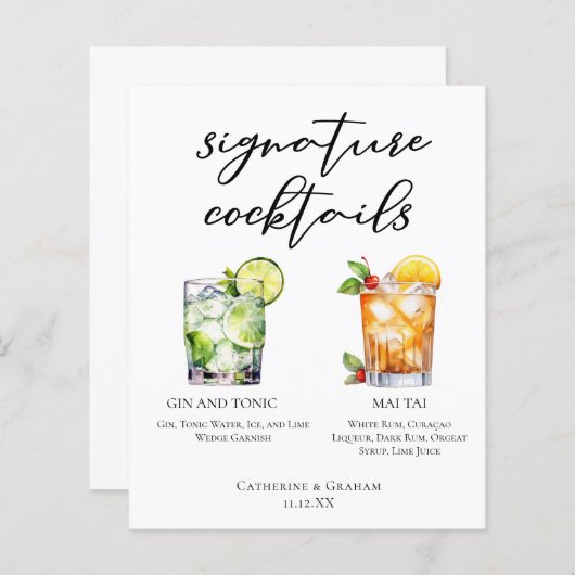 Gin & Tonic Mai Tai Signature Cocktails Menu (Voorkant / Achterkant)