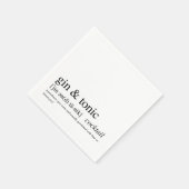 Gin & Tonic Modern Quote Black Typografie Servet (Hoek)