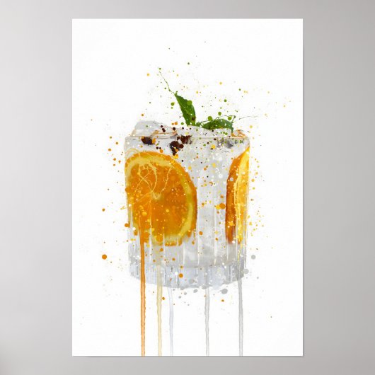 Gin & Tonic 'Orange and Basil' Poster (Voorkant)