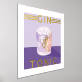 Gin & Tonic Retro Paarse Cocktail Waterverf Art Folie Afdrukken (Laagn)