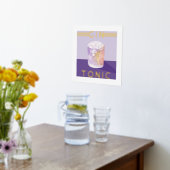 Gin & Tonic Retro Paarse Cocktail Waterverf Art Folie Afdrukken (Laag (Keuken))