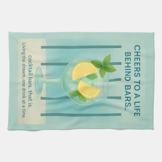 Gin & Tonic Tea Towel | Duck Egg Blue Kitchen Gift Theedoek (Horizontaal)