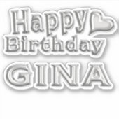 Gina Happy Birthday silver Aufkleber Sticker (Voorkant)