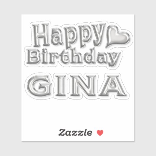 Gina Happy Birthday silver Aufkleber Sticker (Vel)