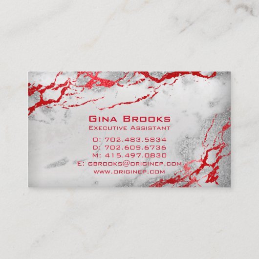 Gina Origin Event Planning Red Gray Silver Visitekaartje (Achterkant)