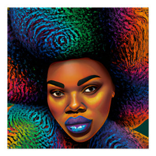 Gina Queen Rainbow Schattige Haar Zwart Melanine A Perfect Poster
