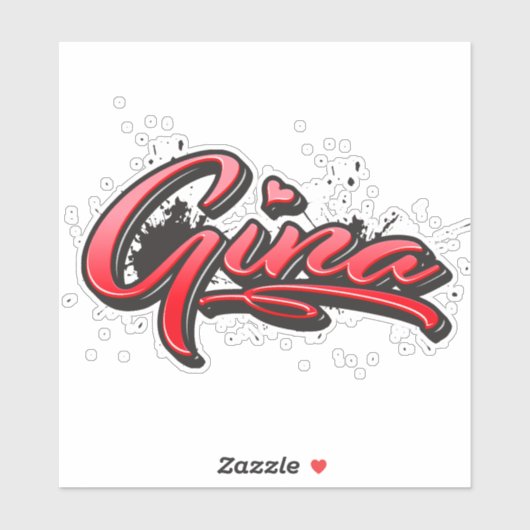 Gina red Heart Graffiti Aufkleber Sticker (Vel)
