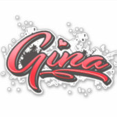 Gina red Heart Graffiti Aufkleber Sticker (Voorkant)