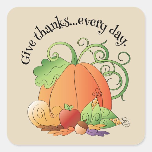 Gine Bedankt dagelijkse pompoen Thanksgiving stick Vierkante Sticker (Voorkant)
