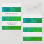 Ginen Modern White Green Striped Professional Visitekaartje (Voorkant / Achterkant)