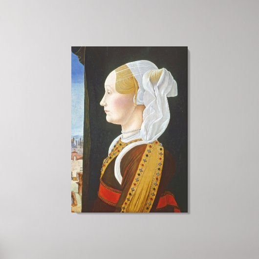 Ginevra Bentivoglio, c. 1474-77 Canvas Afdruk (Voorkant)