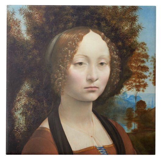 Ginevra de' Benci, c. 1474-78 Tegeltje (Voorkant)