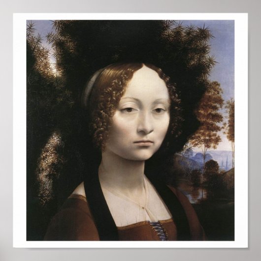 Ginevra de' Benci door Leonardo Da Vinci Poster (Voorkant)