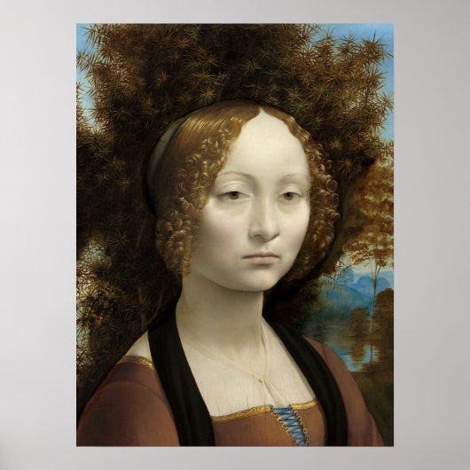 Ginevra de' Benci door Leonardo Da Vinci Poster (Voorkant)