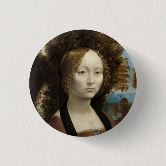 Ginevra de' Benci door Leonardo Da Vinci Ronde Button 3,2 Cm (Voorkant)