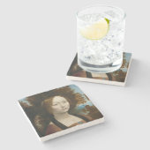 Ginevra de Benci door Leonardo da Vinci Stenen Onderzetter (Zijkant)