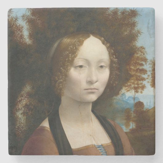 Ginevra de Benci door Leonardo da Vinci Stenen Onderzetter (Voorkant)