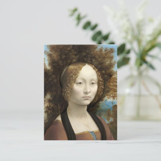 Ginevra de' Benci Leonardo da Vinci Briefkaart (Staand voorkant)