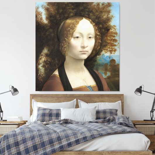Ginevra de' Benci Leonardo da Vinci Canvas Afdruk (Insitu (Slaapkamer))