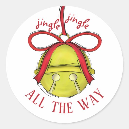Ging helemaal naar Cute Whimsical Bell Holiday Ronde Sticker (Voorkant)