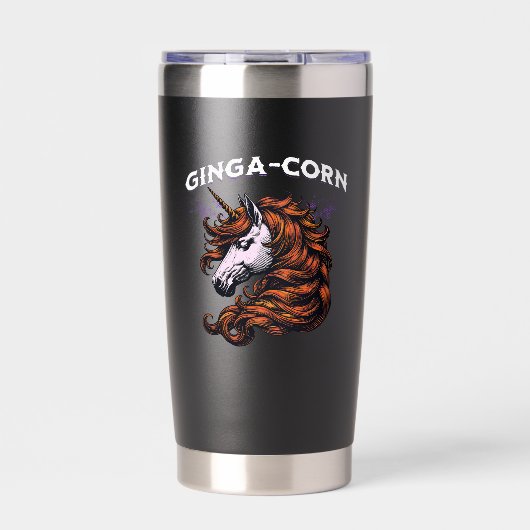 Ginga-Corn Grappige Ginger Eenhoorn Ontwerp Geïsoleerde Drinkbeker (Voorkant)