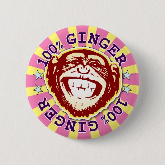 Ginger 100% Funny Monkey Badge Ronde Button 5,7 Cm (Voorkant)